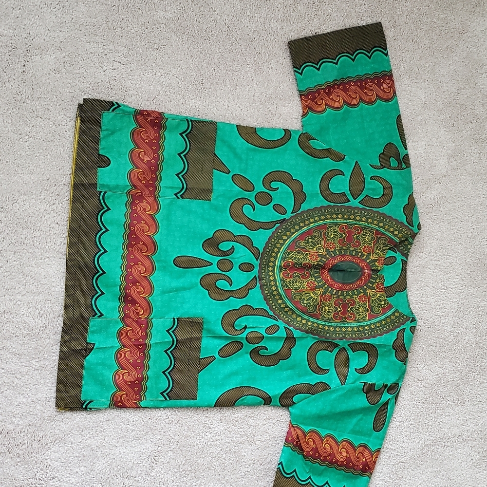 Green African Print Shirt